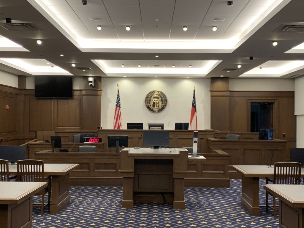 Georgia courtroom representing the need for bail reform in felony murder cases.